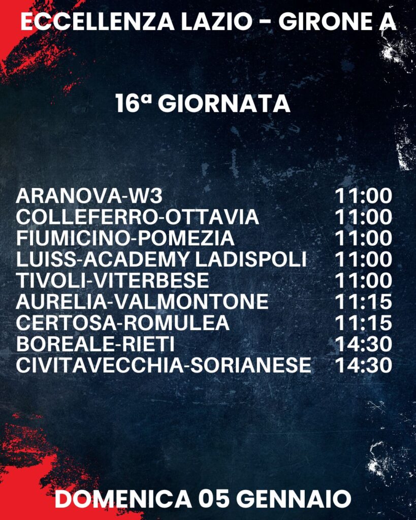 eccellenza lazio le partite della 16esima giornata girone A