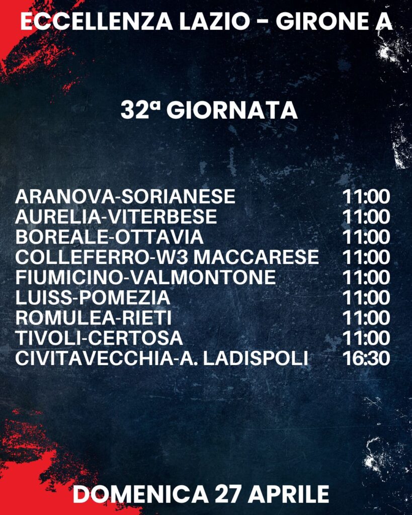 32esima giornata Eccellenza Lazio girone A